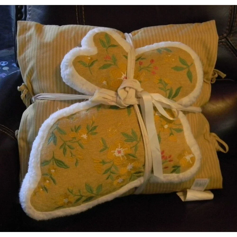 Sheffield Home Set of 2 Decor Pillow Embroidered  Easter Bunny Yellow Floral NWT